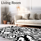 Bold Black Abstract Folk Art Rug