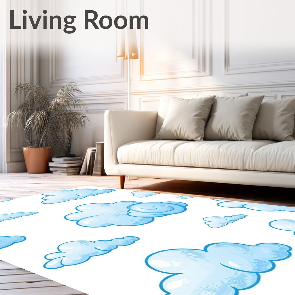 Whimsical Sky Cloud Pattern Design Rug