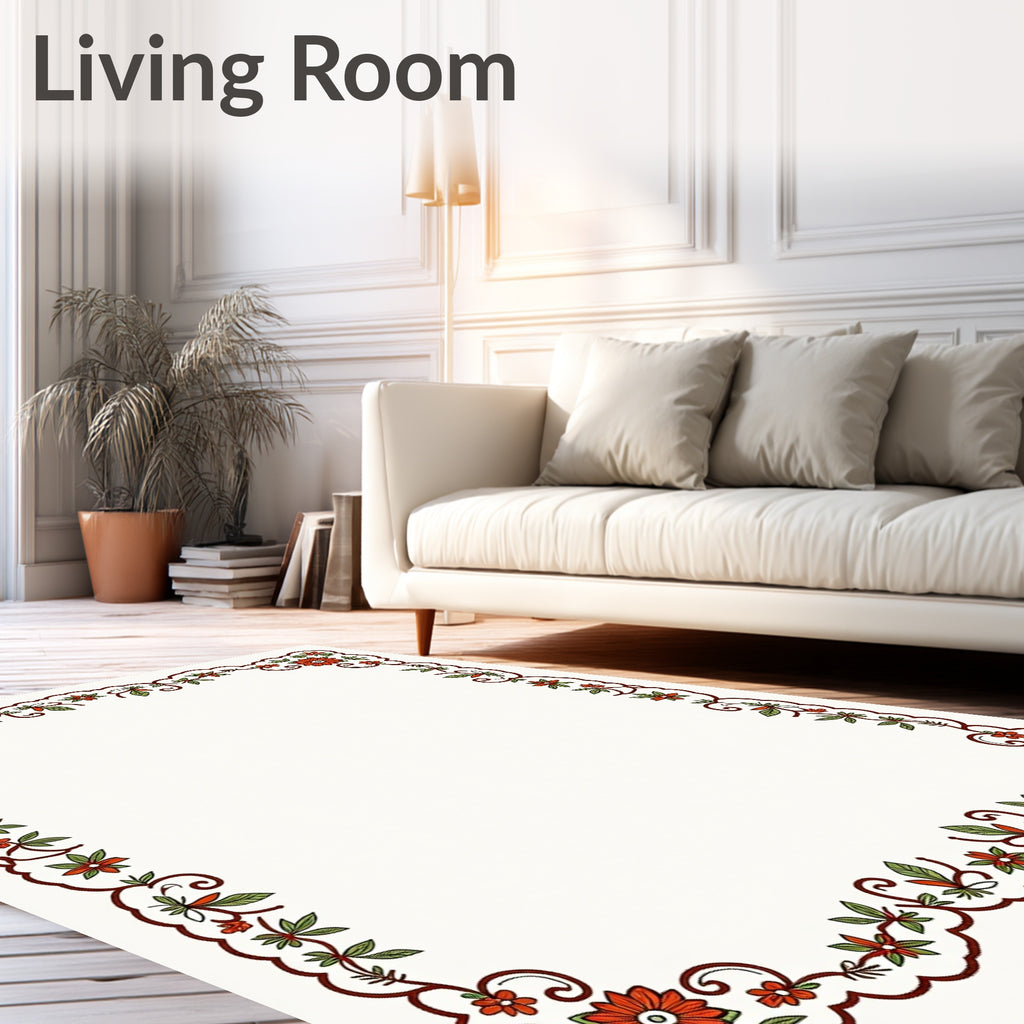 Vintage Floral Vine Motif Rug