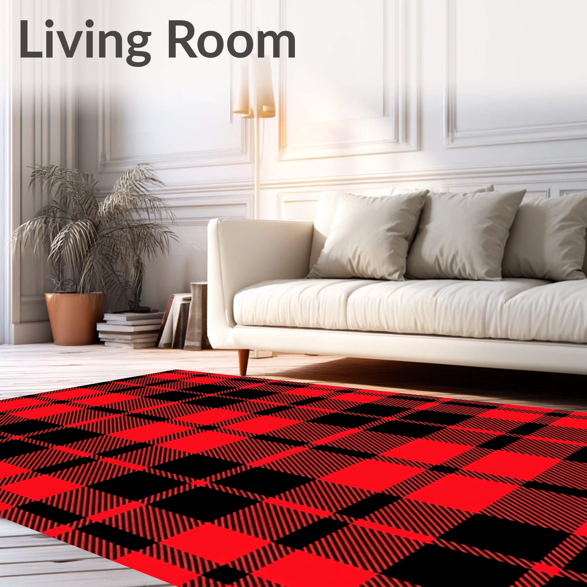 Red Black Buffalo Plaid Pattern Rug