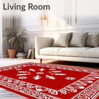 Red White Intricate Floral Medallion Design Rug