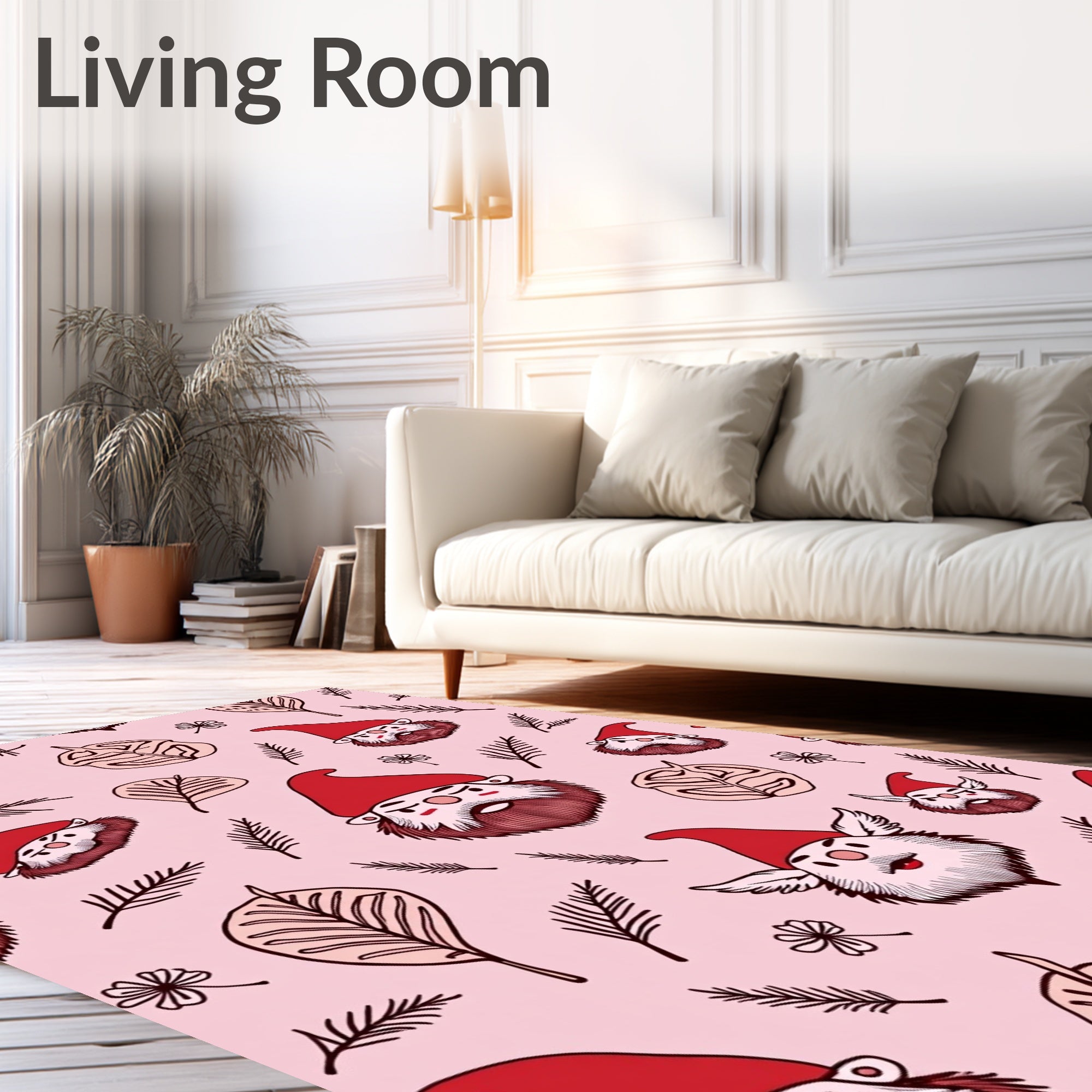 Whimsical Gnome Forest And Leaf Design Rug
