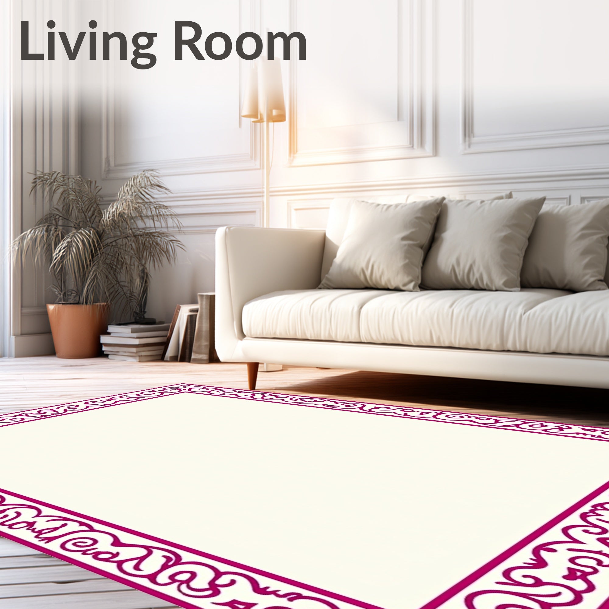 Elegant Floral Scrollwork Border Design Rug