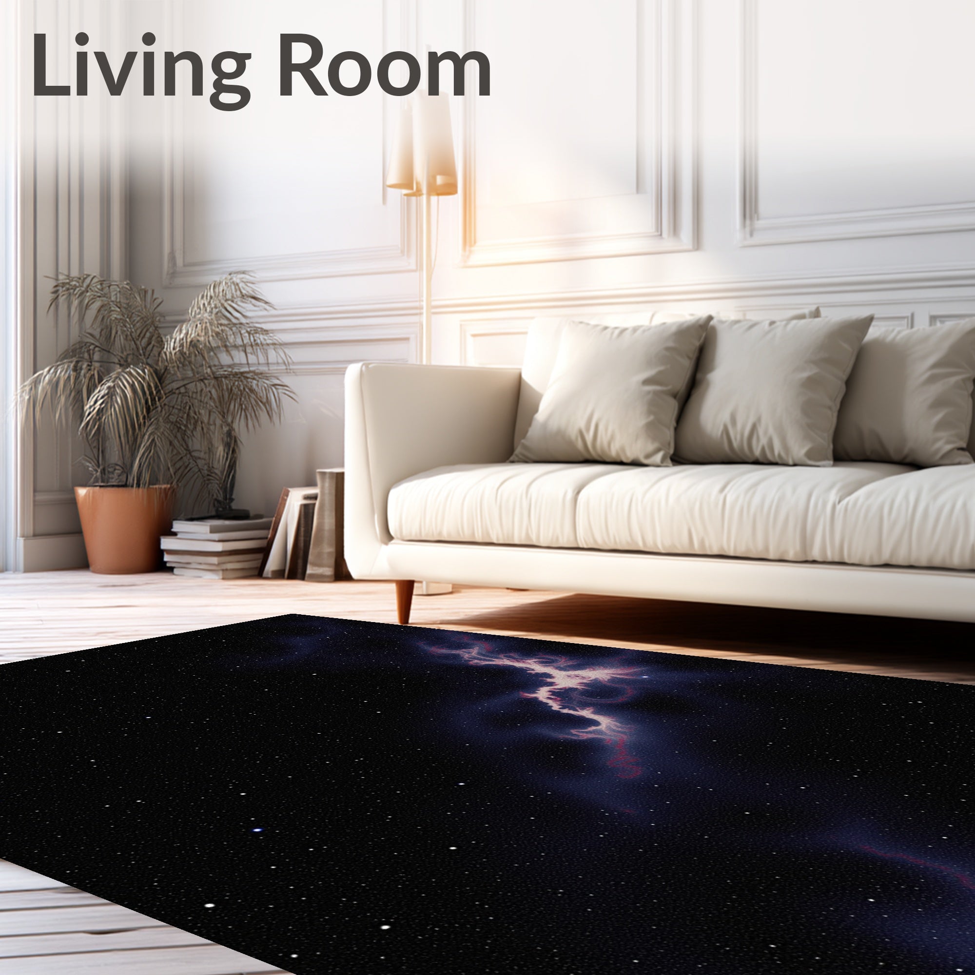 Cosmic Nebula Swirl With Stars Rug