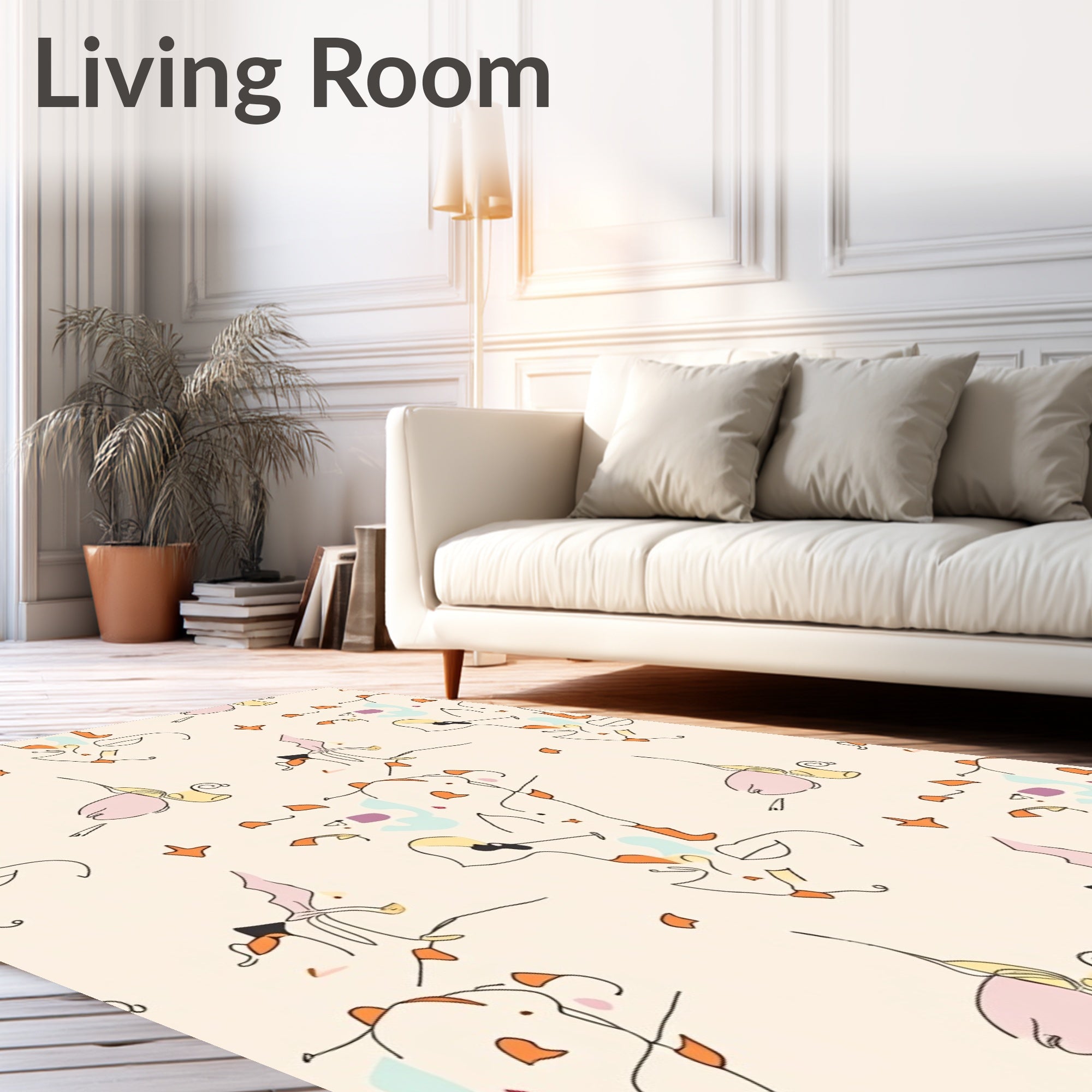 Abstract Figurative Doodle Art Rug