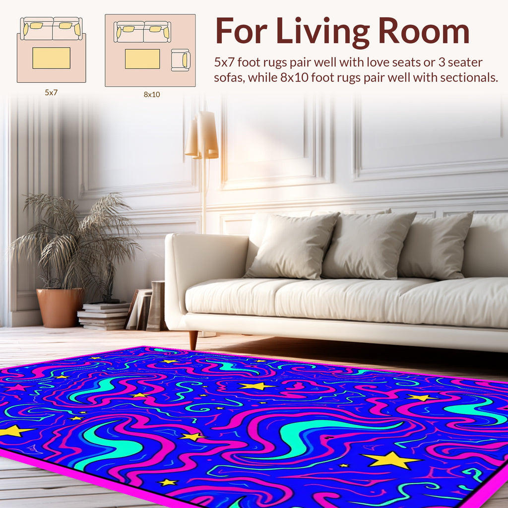 Retro Swirling Stars Pattern Rug