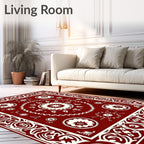 Crimson Mandala Patterned Rug