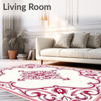 Ornate Floral Scarlet Pattern Rug