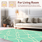 Aqua Cream Geometric Fan Pattern Rug