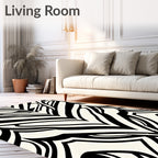 Bold Black White Abstract Pattern Rug