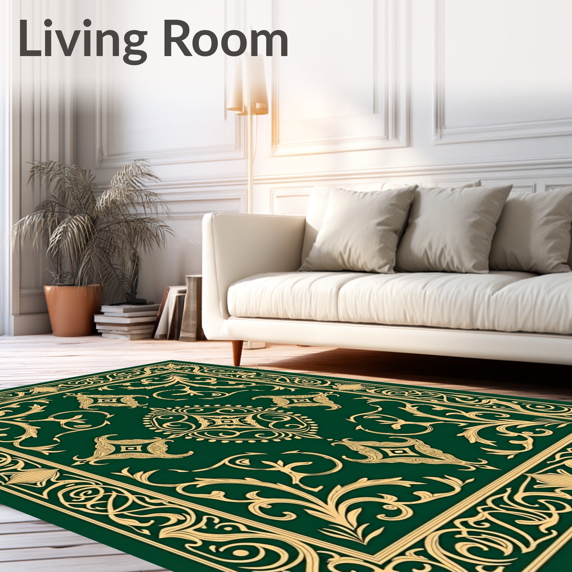 Emerald Green Golden Vine Manor Rug