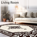 Ornate Dark Brown Floral Frame Rug