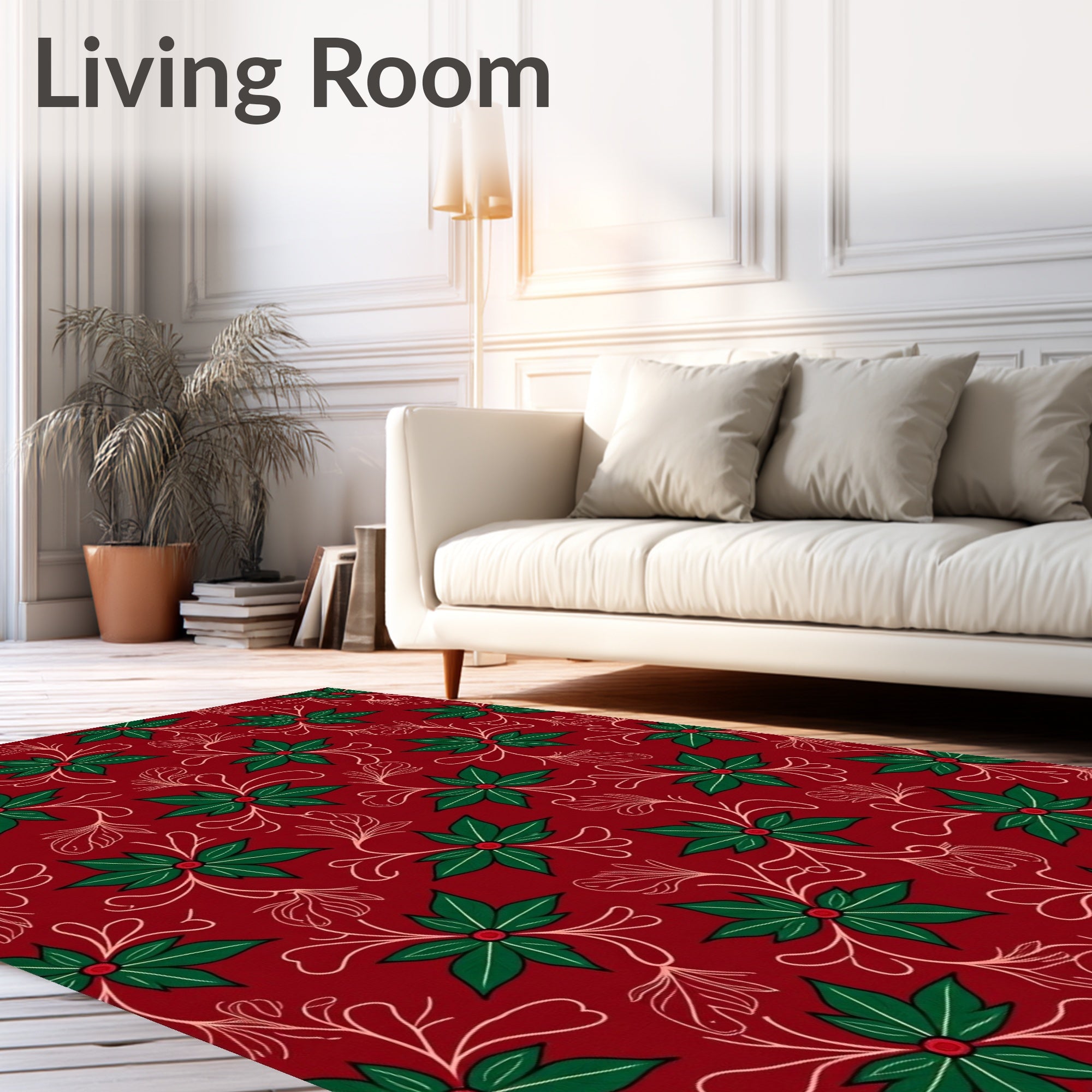 Festive Floral Vine Pattern Rug