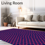 Deep Blue Pink Hexagonal Grid Rug