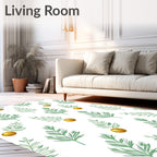 Green Leaf Gold Orb Whimsical Rug
