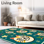 Playful Cats Stars Holly Pattern Rug