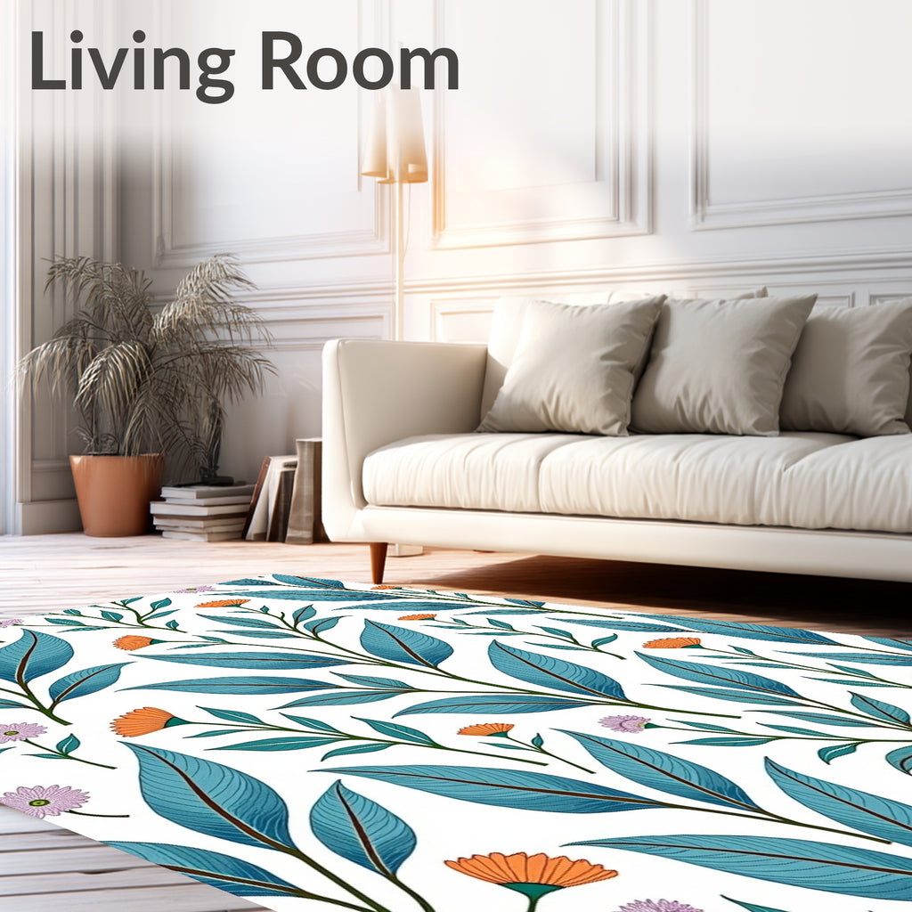 Colorful Floral Leaf Pattern Design Rug