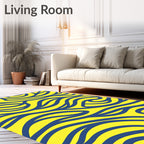 Bold Blue Yellow Swirl Pattern Rug