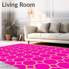 Bright Hot Pink Geometric Lattice Design Rug