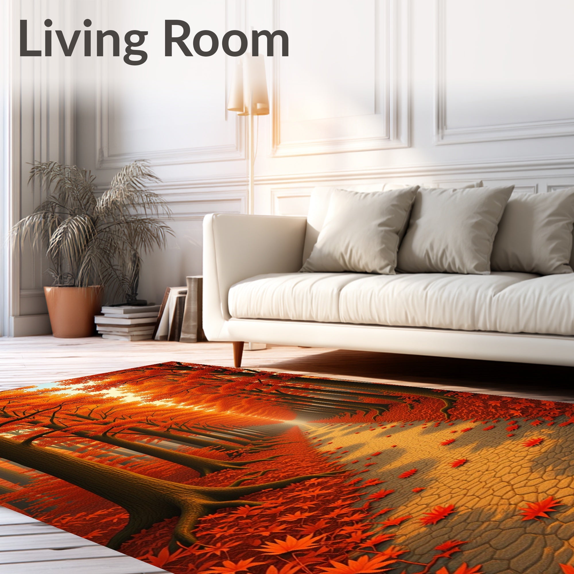 Autumn Forest Path with Maple Leaves Rug