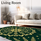 Golden Sunburst Mandala Botanical Pattern Rug