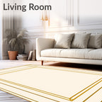 Geometric Gold Lines Frame Rug