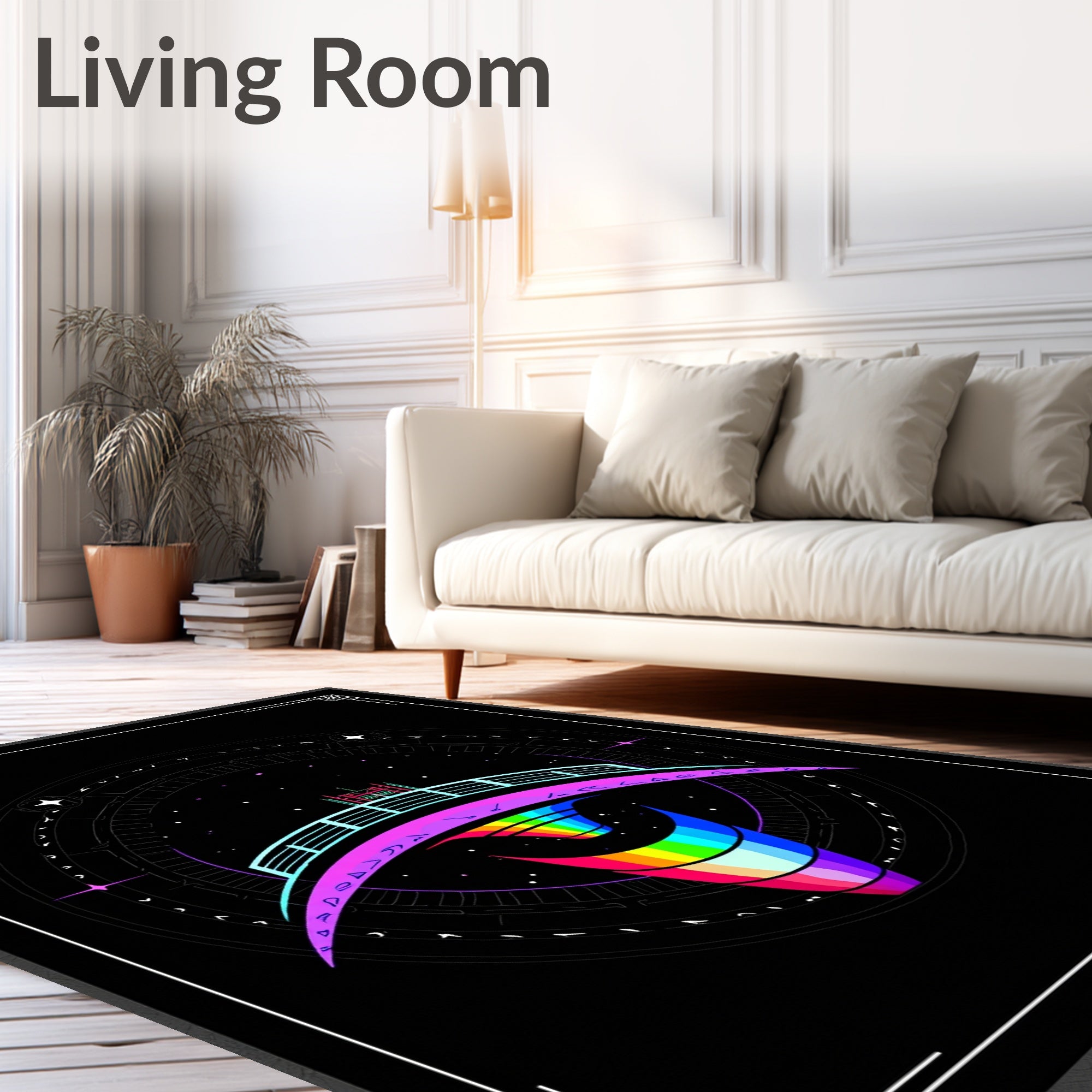 Mysterious Cosmic Rainbow Geometric Pattern Rug