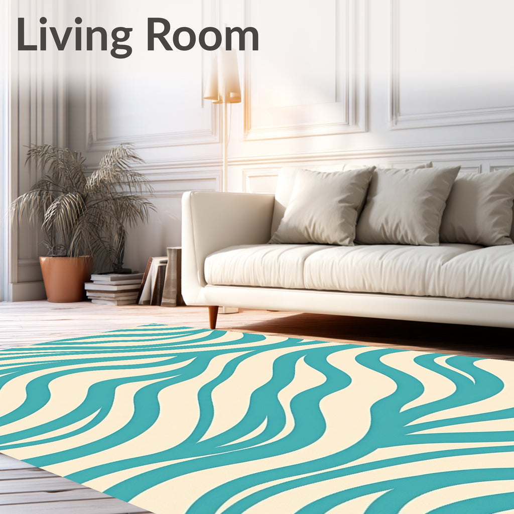 Teal Wavy Stripe Pattern Rug