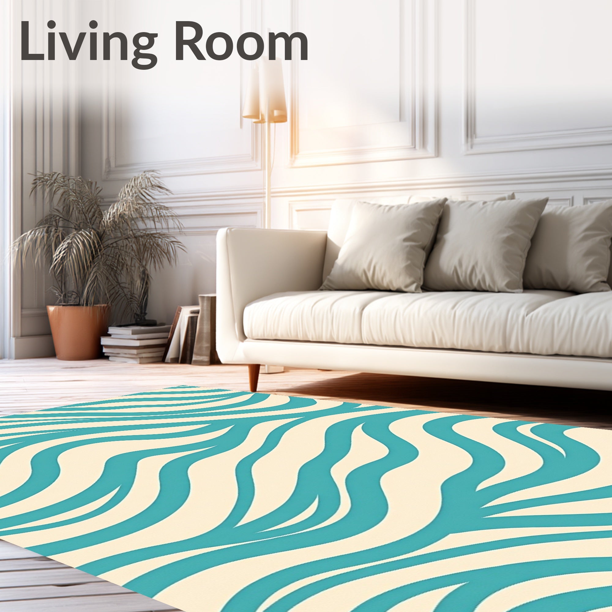 Teal Wavy Stripe Pattern Rug
