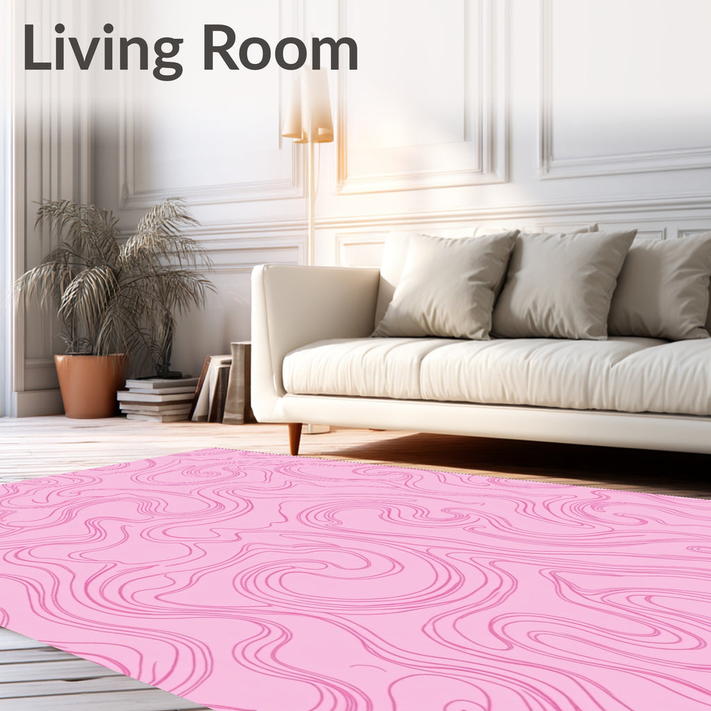 Pink Swirl Abstract Lines Design Rug
