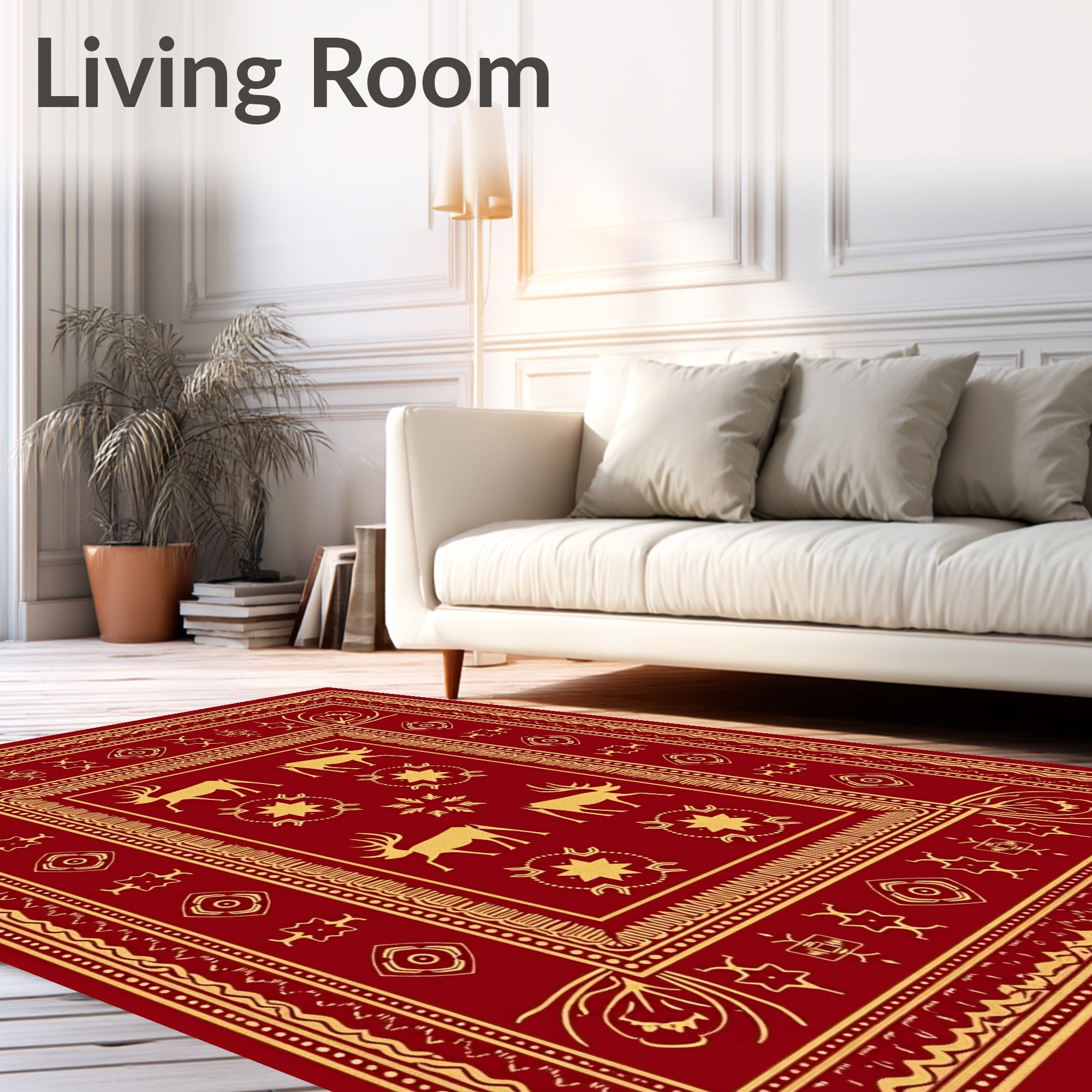 Gold Deer Star Ethnic Design Rug