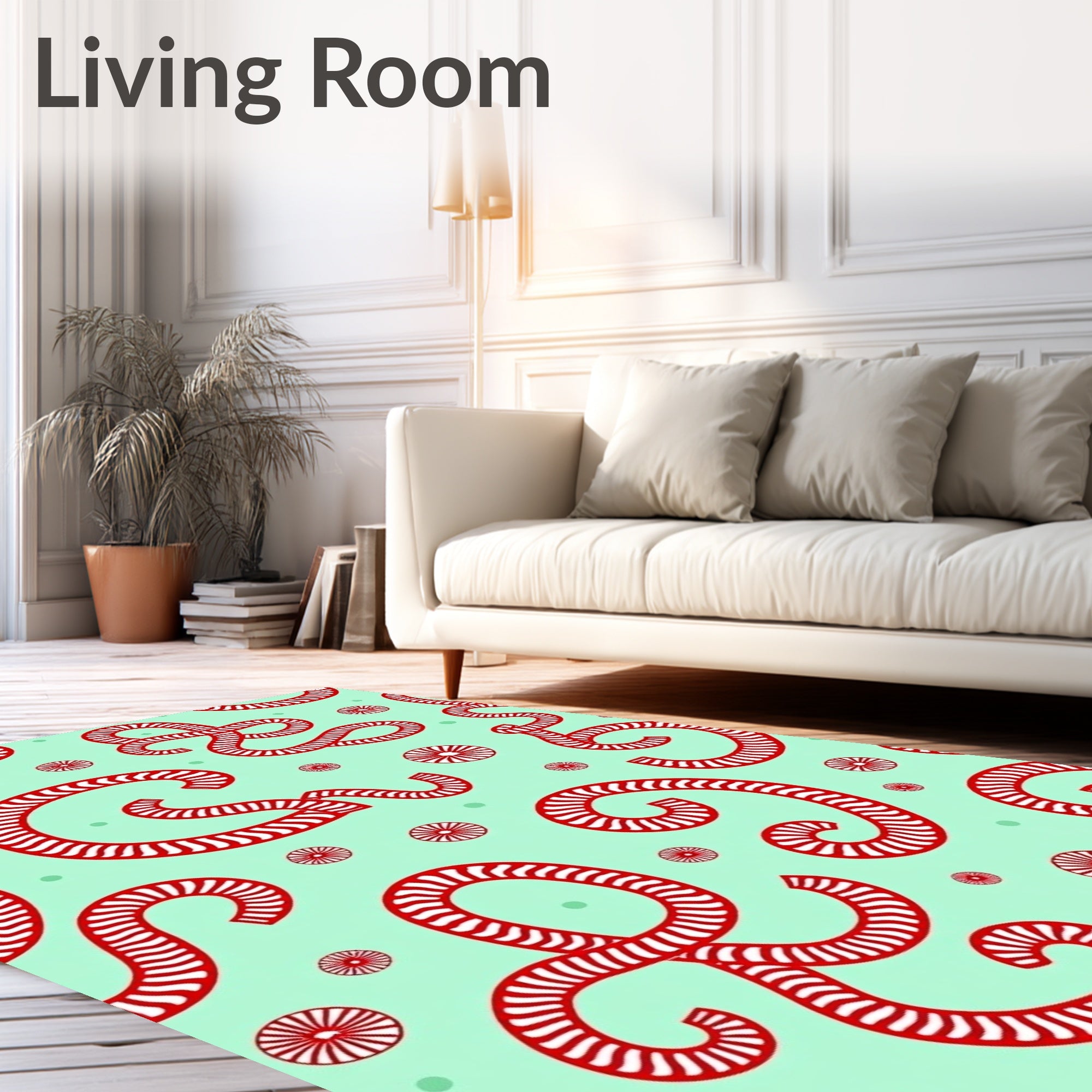 Whimsical Red Teal Swirl Pattern Rug