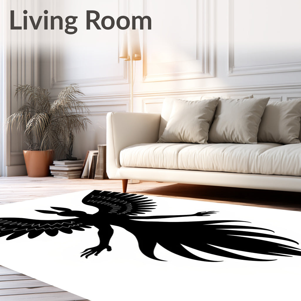 Angelic Silhouette Winged Creature Rug