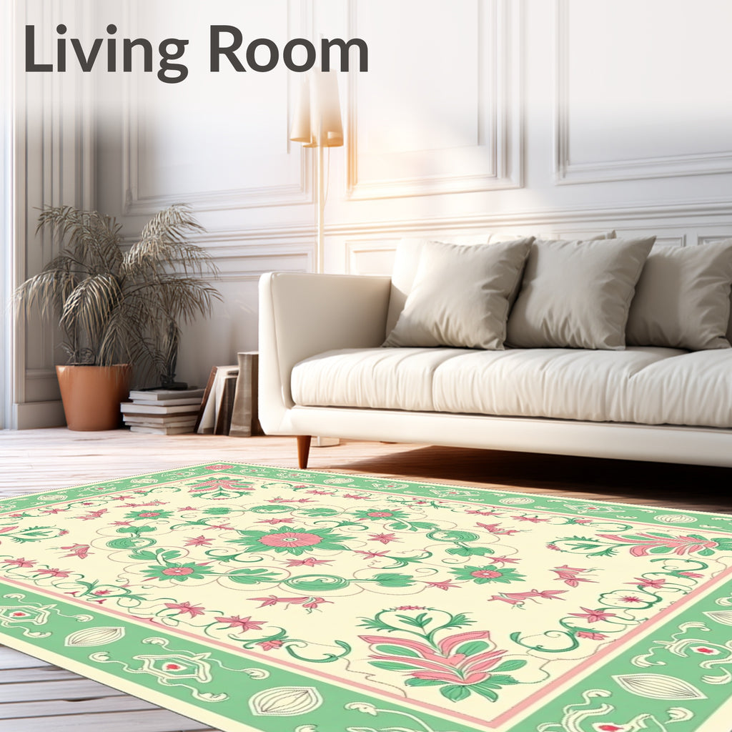 Floral Medallion Patterned Vintage Rug