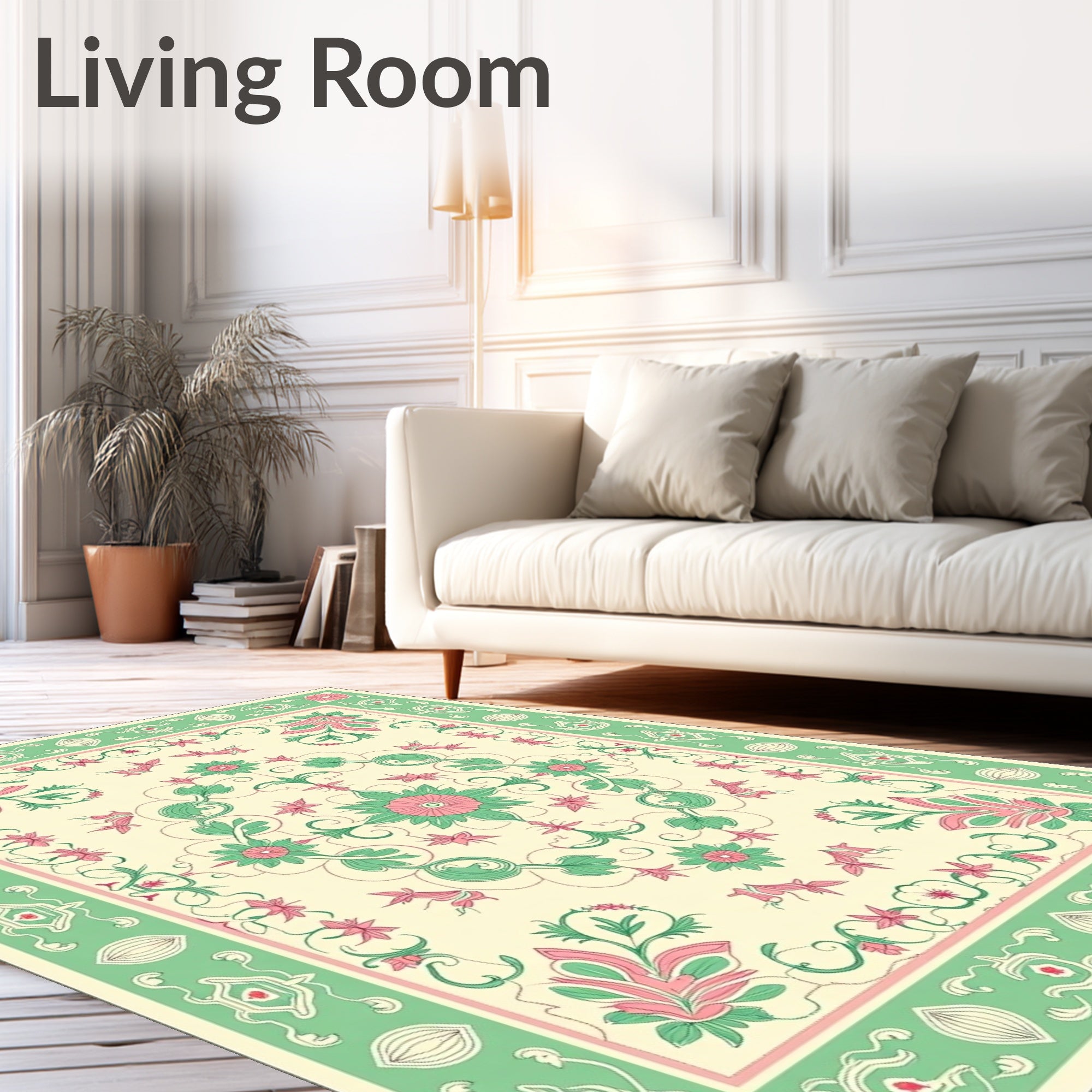 Floral Medallion Patterned Vintage Rug