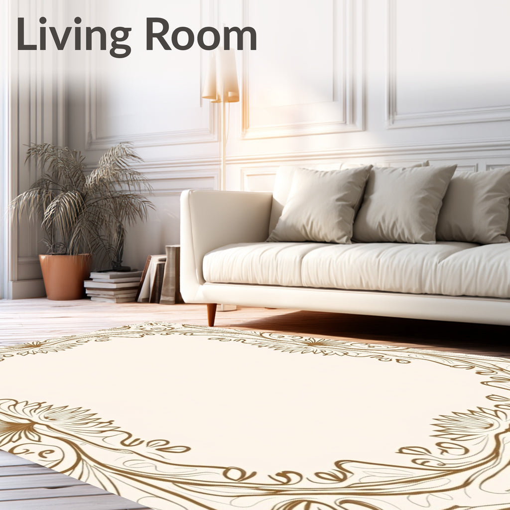 Ornate Floral Scrollwork Frame Rug