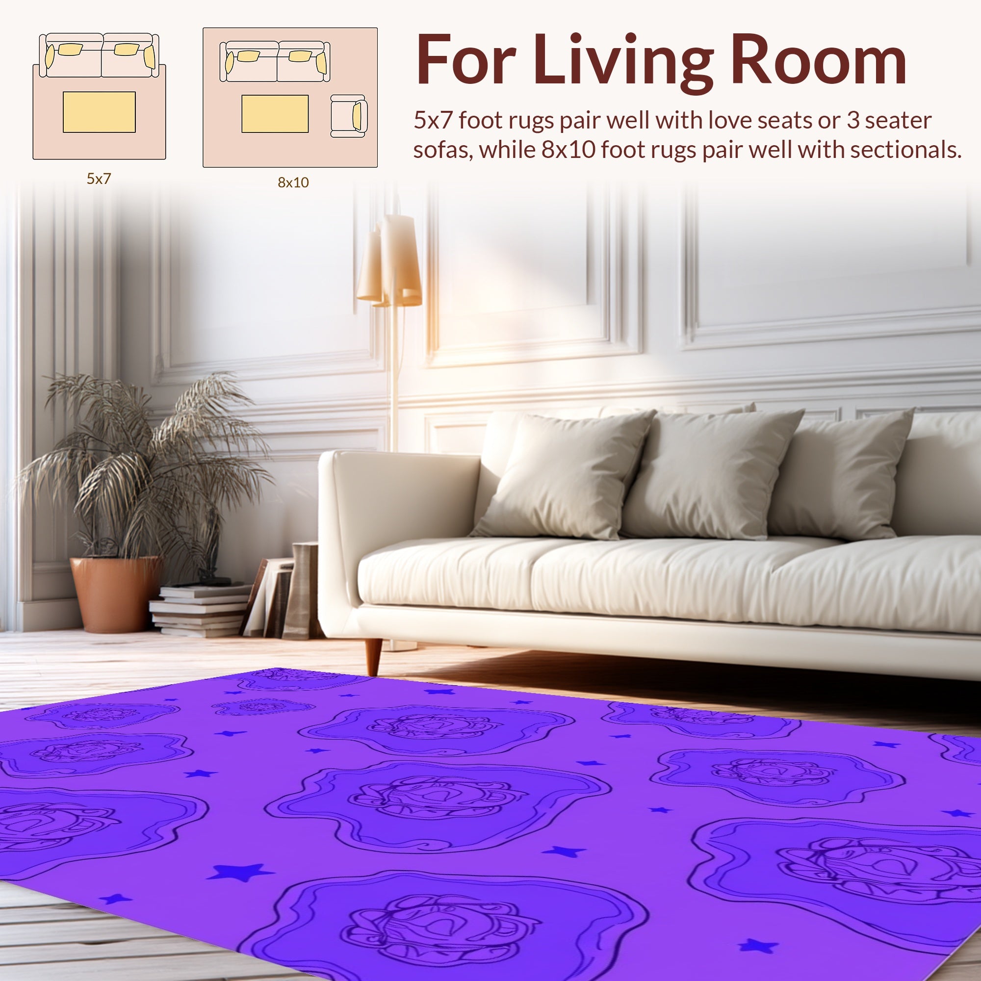 Purple Bloom Star Pattern Rug