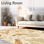 Whimsical Bird Floral Outline Pattern Rug