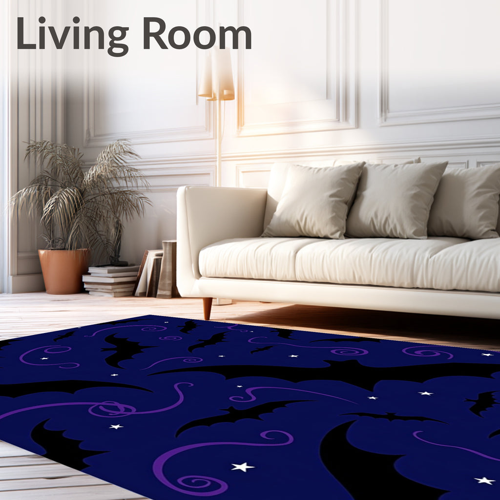 Dark Night Bat Swirls Design Rug