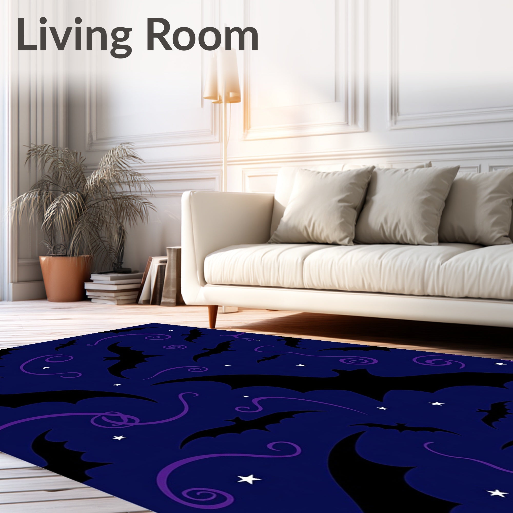 Dark Night Bat Swirls Design Rug