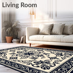 Intricate Floral Scrollwork Inlay Rug