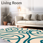 Teal Swirl Abstract Pattern Rug