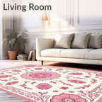 Pink Floral Medallion Mandala Tile Design Rug