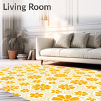Orange Citrus Flower Pattern Rug