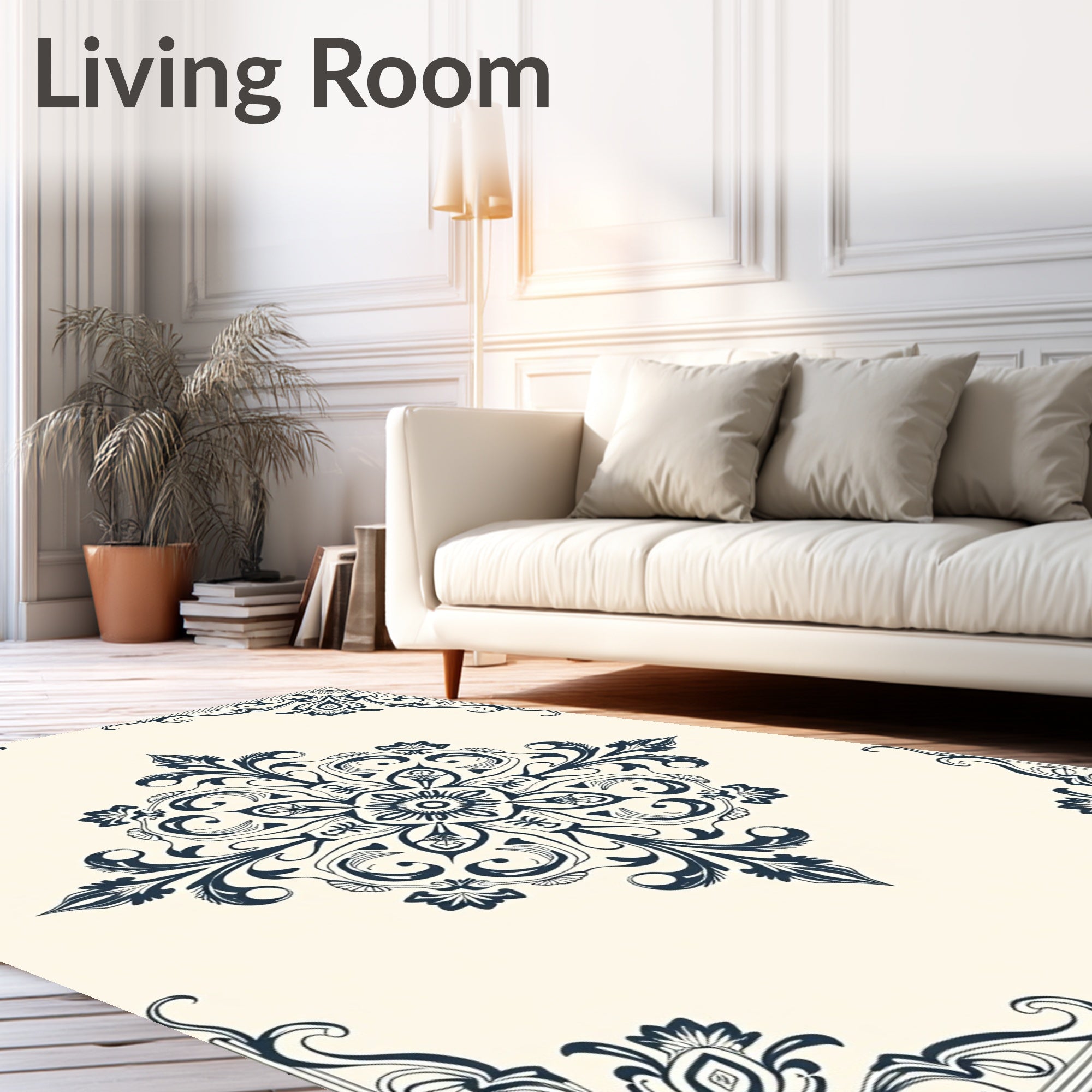 Ornate Floral Scrollwork Design Rug