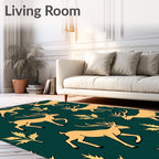 Golden Deer and Leaf Pattern Design Rug