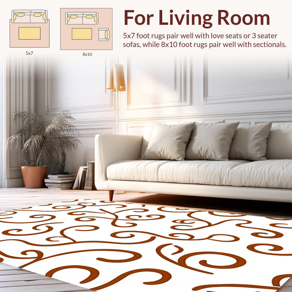 Elegant Brown Swirls Endless Pattern Rug