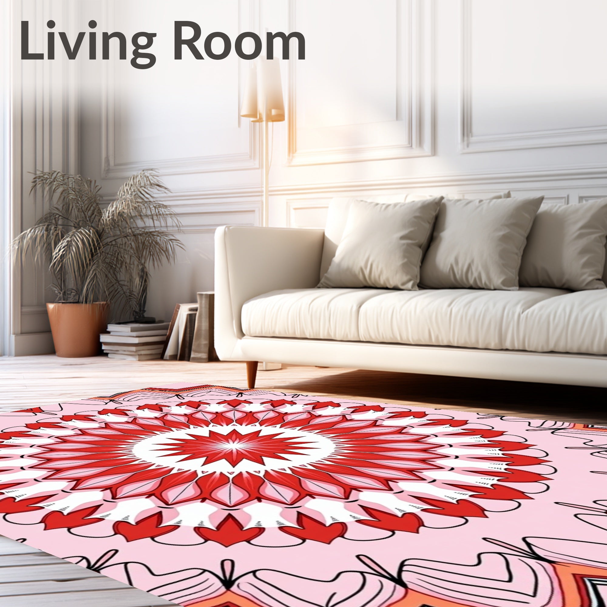 Radiant Red Mandala Pattern Rug