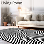 Abstract Black White Swirl Pattern Rug