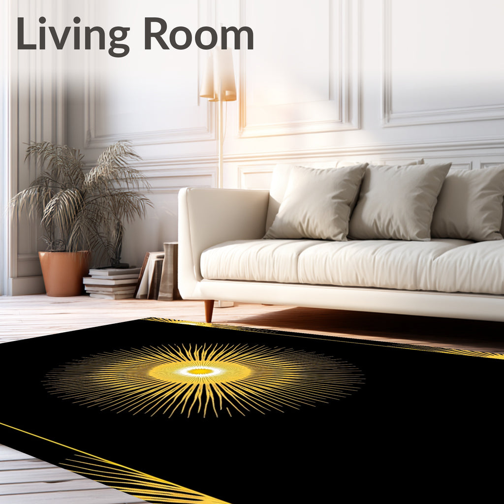 Radiant Sunburst Geometric Art Design Rug